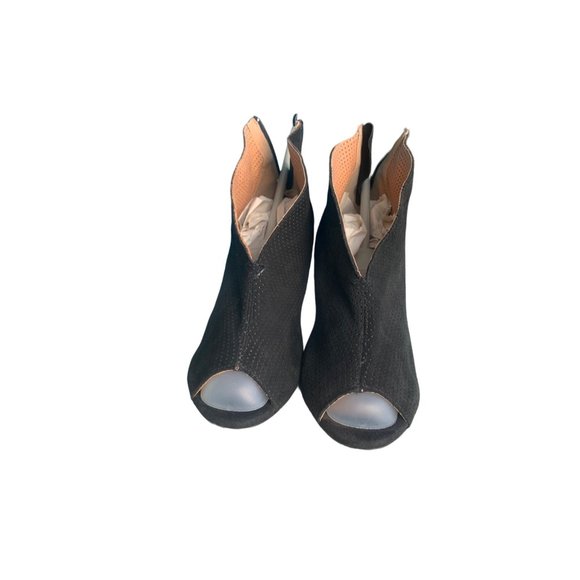 Badura Black openwork peep-toe ankle boots made of suede - Picture 4 of 12